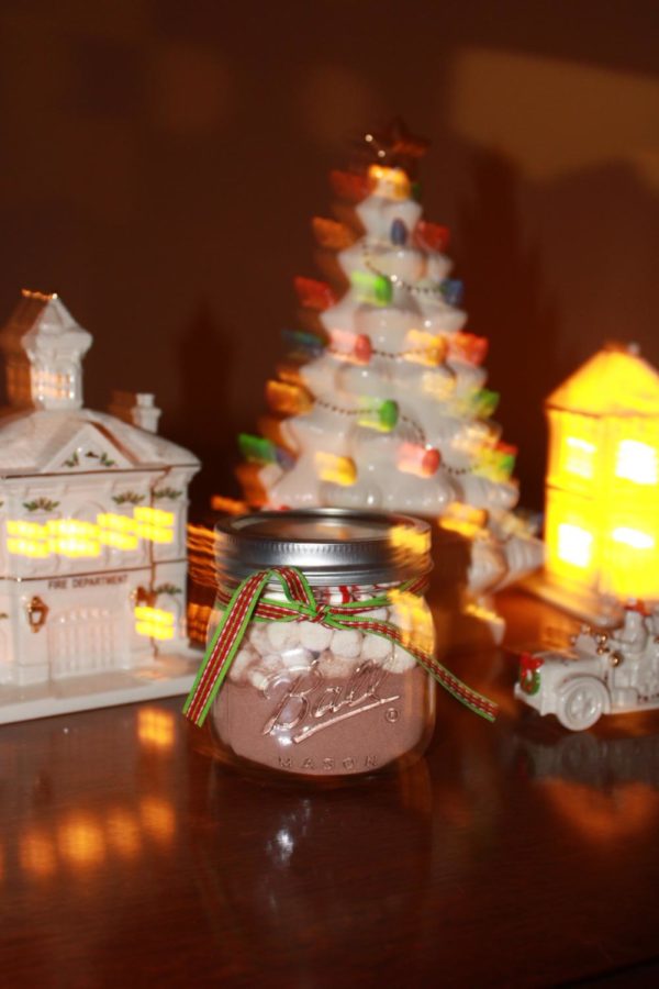 Christmas decorations and hot chocolate bring a holiday glow!